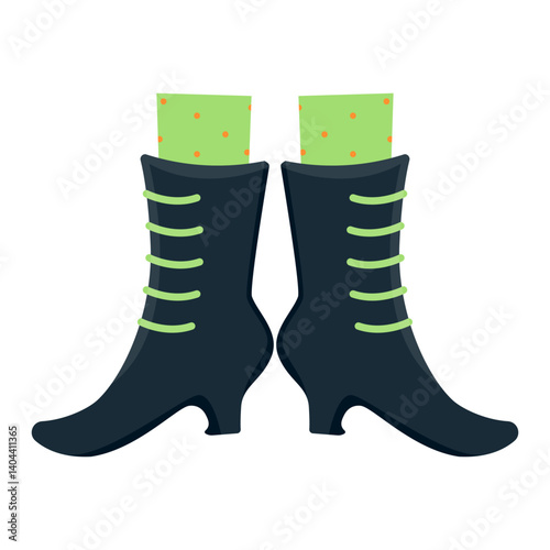 Illustration of Scary Halloween Witch Legs. Vector Element in Cartoon Design.
