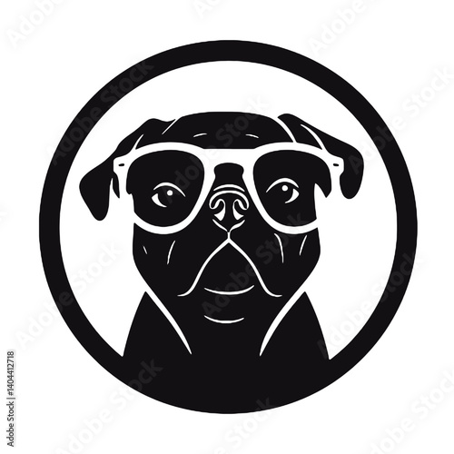 Pug Dog with Glasses – Cool Pet Portrait Vector Illustration