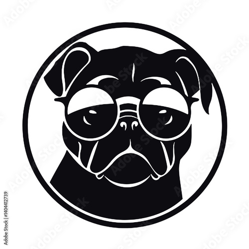 Pug Dog with Glasses – Cool Pet Portrait Vector Illustration