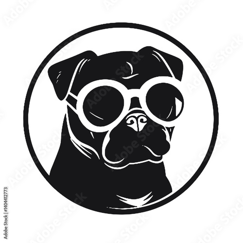 Pug Dog with Glasses – Cool Pet Portrait Vector Illustration