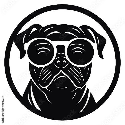 Pug Dog with Glasses – Cool Pet Portrait Vector Illustration