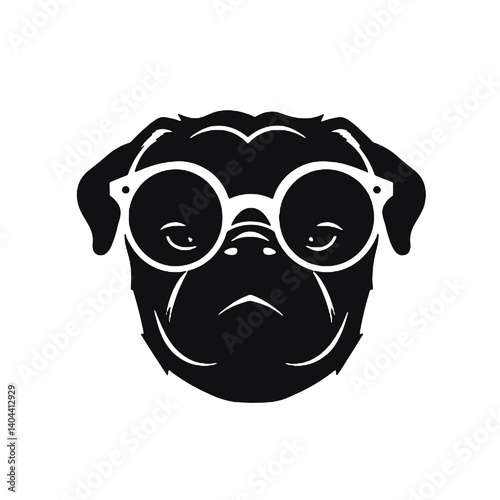 Pug Dog with Glasses – Cool Pet Portrait Vector Illustration