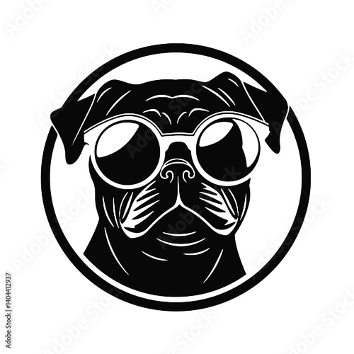 Pug Dog with Glasses – Cool Pet Portrait Vector Illustration