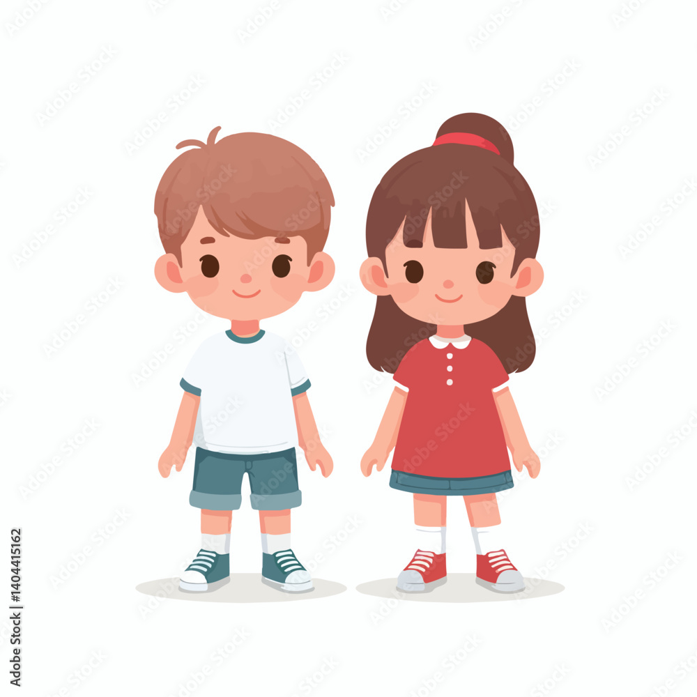 cute boy and girl character flat design logo cute boy and girl character flat design logo