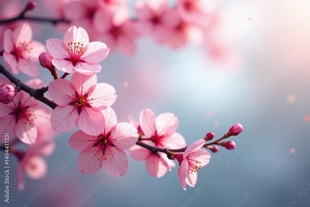 Obraz premium Delicate pink sakura blossoms, cascading branches , pattern, pastel