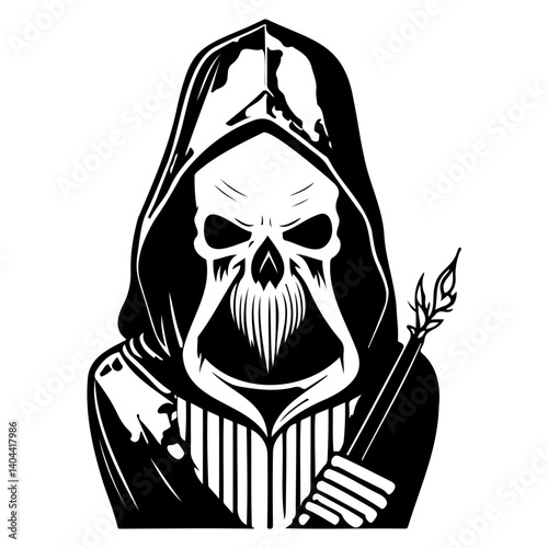  Grim Reaper with Spear Silhouette Illustration