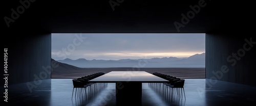 Minimalist Desert Conference Room with Panoramic View