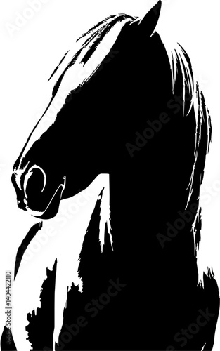 A striking black-and-white silhouette of a horse, capturing the essence of elegance and freedom