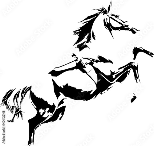 A striking black-and-white silhouette of a horse, capturing the essence of elegance and freedom