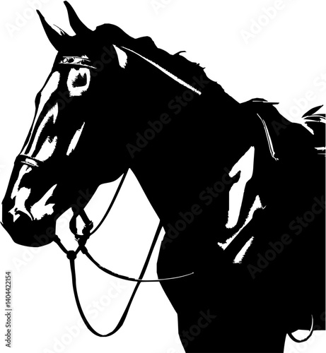 A striking black-and-white silhouette of a horse, capturing the essence of elegance and freedom