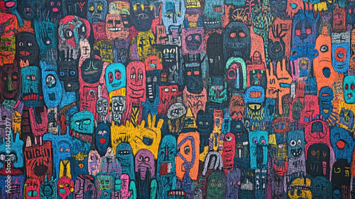 A street art doodle wall