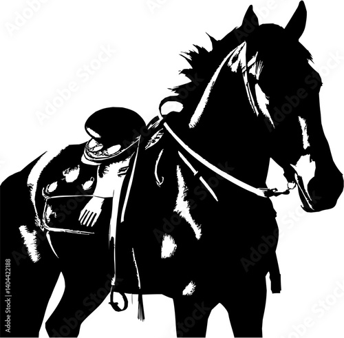 A striking black-and-white silhouette of a horse, capturing the essence of elegance and freedom