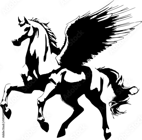 A timeless silhouette: The graceful form of a horse in black and white, embodying elegance and freedom.