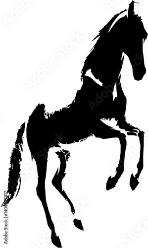 A timeless silhouette: The graceful form of a horse in black and white, embodying elegance and freedom.
