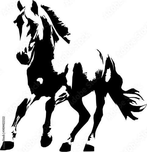 A timeless silhouette: The graceful form of a horse in black and white, embodying elegance and freedom.