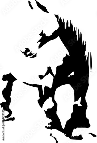 A timeless silhouette: The graceful form of a horse in black and white, embodying elegance and freedom.