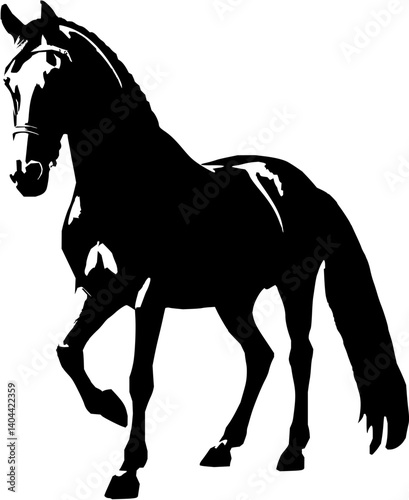 A timeless silhouette: The graceful form of a horse in black and white, embodying elegance and freedom.