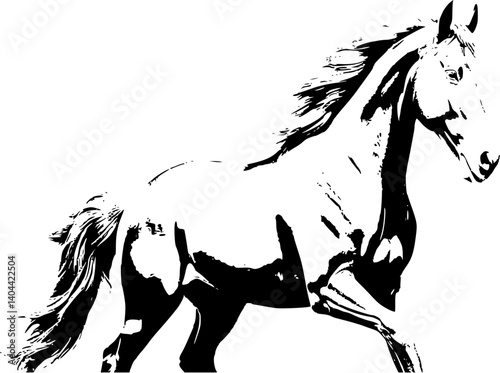 A timeless silhouette: The graceful form of a horse in black and white, embodying elegance and freedom.