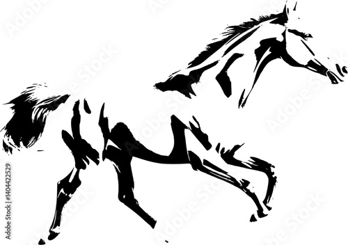 A timeless silhouette: The graceful form of a horse in black and white, embodying elegance and freedom.