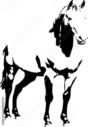 A timeless silhouette: The graceful form of a horse in black and white, embodying elegance and freedom.