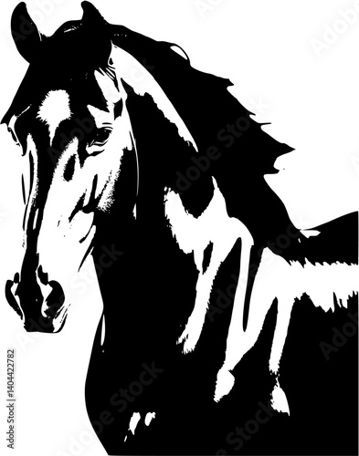 A timeless silhouette: The graceful form of a horse in black and white, embodying elegance and freedom.