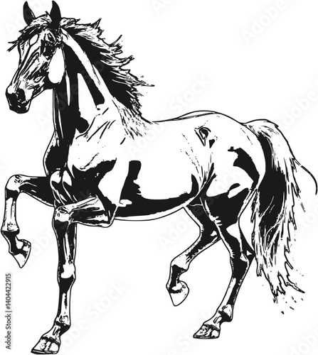 A timeless silhouette: The graceful form of a horse in black and white, embodying elegance and freedom.