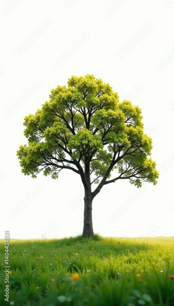 Minimalist tree on white background with soft focus, landscape, nature, simplicity Minimalist tree on white background with soft focus, landscape, nature, simplicity
