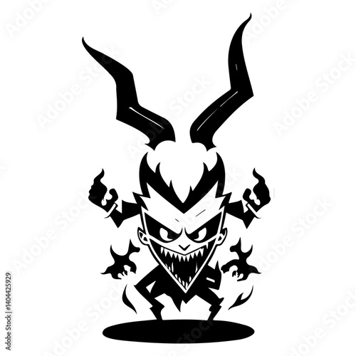 A Silhouette of a Mischievous Horned Character