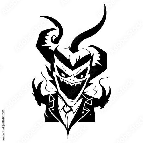 Theatrical Demonic Figure in Black and White
