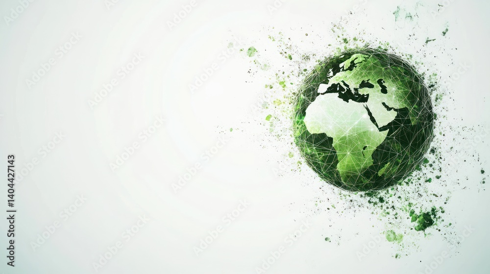 A stylized, interconnected representation of the Earth in shades of green. A stylized, interconnected representation of the Earth in shades of green.
