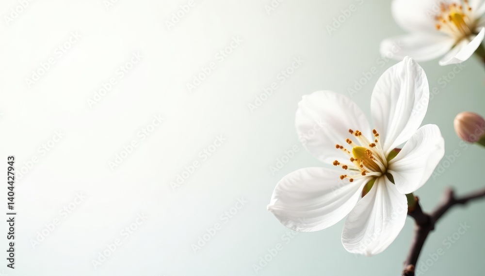 Obraz premium Delicate white blossom against pure white backdrop, pure, white, beauty