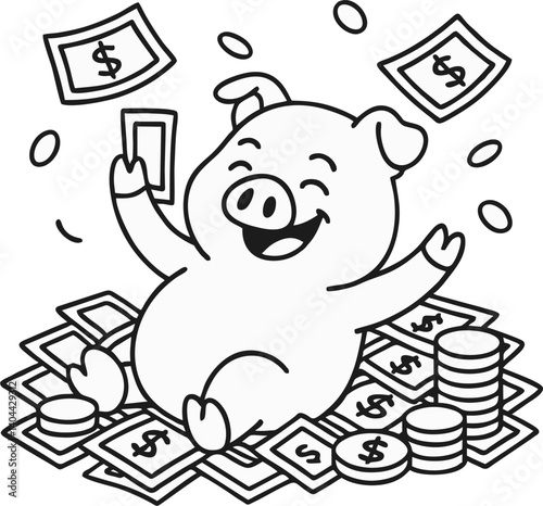 Simple piggy bank logo with a friendly pig icon and coin dropping in, perfect for financial businesses or savings campaigns