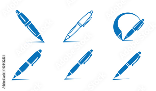 Unique fountain pen illustrations with striking blue designs for creativity

