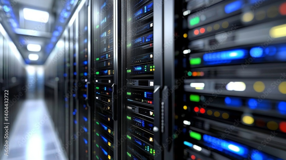 A glimpse into a modern data center filled with high-tech infrastructure. A glimpse into a modern data center filled with high-tech infrastructure.