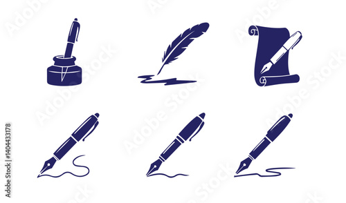 Stunning fountain pens in blue creating artistic strokes for design concepts

