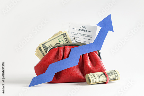 Wallet with arrow, money an...