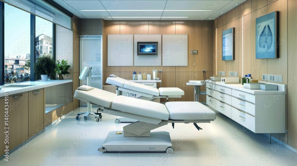 Adjustable beds in examination rooms provide versatility for medical professionals. Adjustable beds in examination rooms provide versatility for medical professionals.