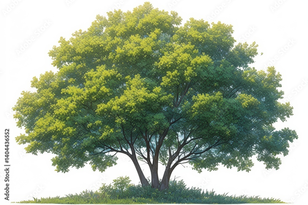 Obraz premium Lush, green deciduous tree on a white background