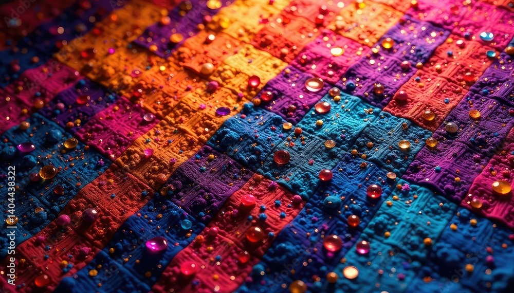 Fototapeta premium Intricate geometric textile with vibrant colors , wallpaper, vibrant
