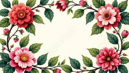 Intricate floral damask, repeating vine & acanthus leaves , botanical, bloom
