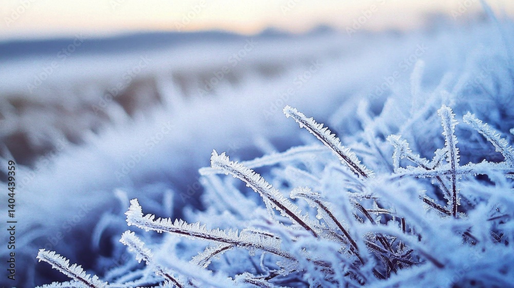 A frosty dawn on the moor, where rime ice glistens on the shrubs. A frosty dawn on the moor, where rime ice glistens on the shrubs.
