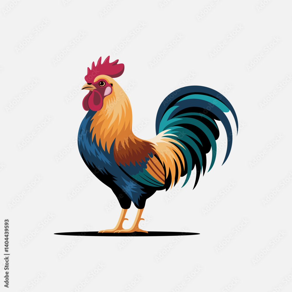 Fototapeta premium Design illustration of standing rooster.