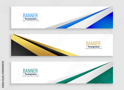pack of three abstract website header layout for business presentation