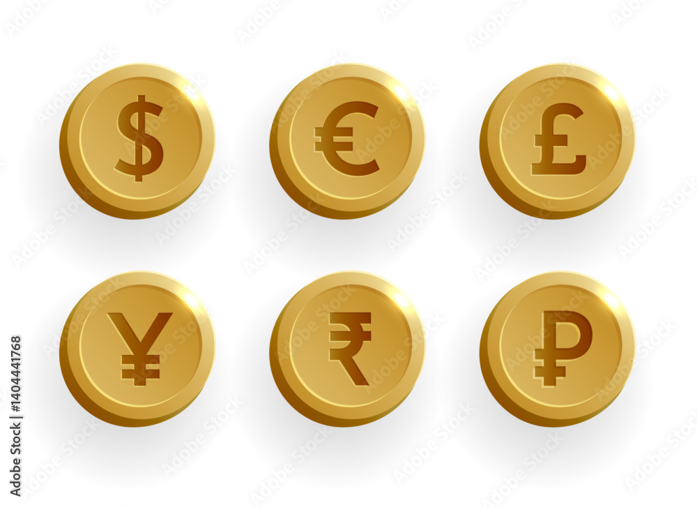 set of foreign currency golden symbol background design set of foreign currency golden symbol background design
