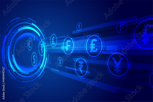 digital money transfer techno concept background with circuit diagram
