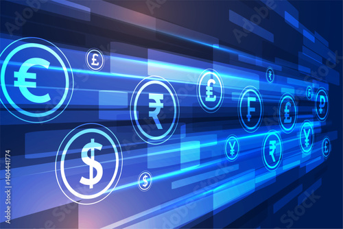 digital currency exchange techno concept background design
