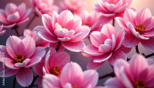 Dense tapestry of overlapping blossoms, subtle gradations , repeating, art, subtle