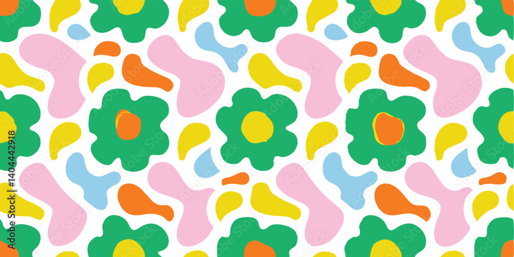 Fototapeta premium Colorful Abstract Floral Pattern Vector | Vibrant Geometric Shapes in Symmetrical Design