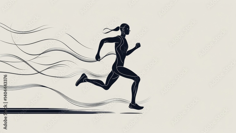 Dynamic Silhouette of a Female Runner Motion Blur Sport Fitness Athlete Dynamic Silhouette of a Female Runner Motion Blur Sport Fitness Athlete