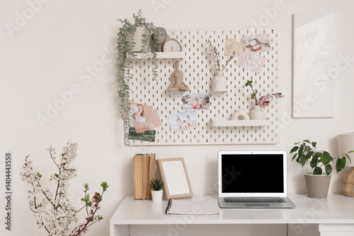 Workplace with blank laptop...